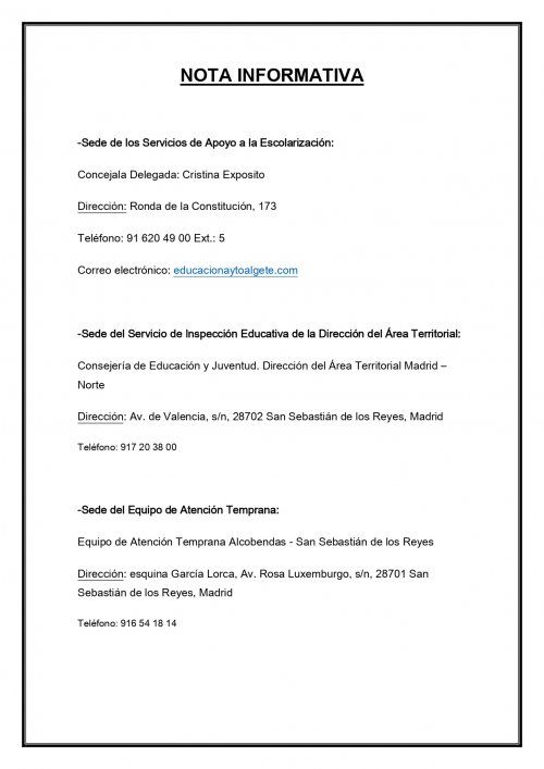 NOTA INFORMATIVA DIRECCION DE SEDES page 0001